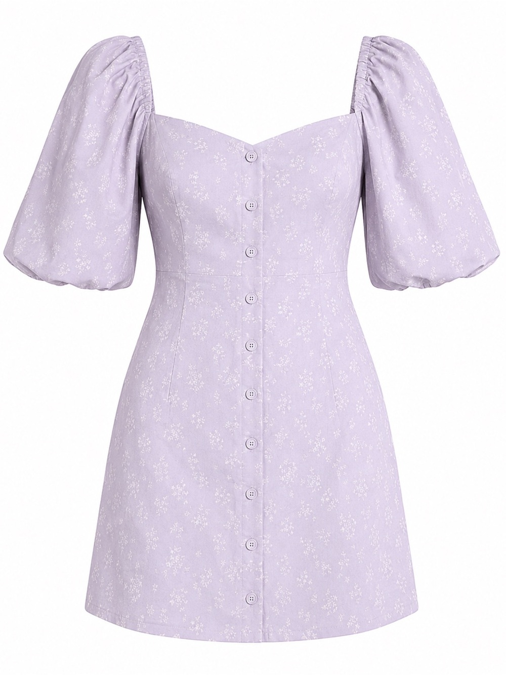 Oak + Fort Lilac Floral Puff Sleeve Mini Dress Size M